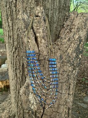 NWOT Multi-Strand Blue Crystal Statement Necklace - Women Jewelry